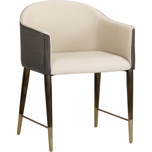Kylin Dining Arm Chair in Cream & Ash leatherette